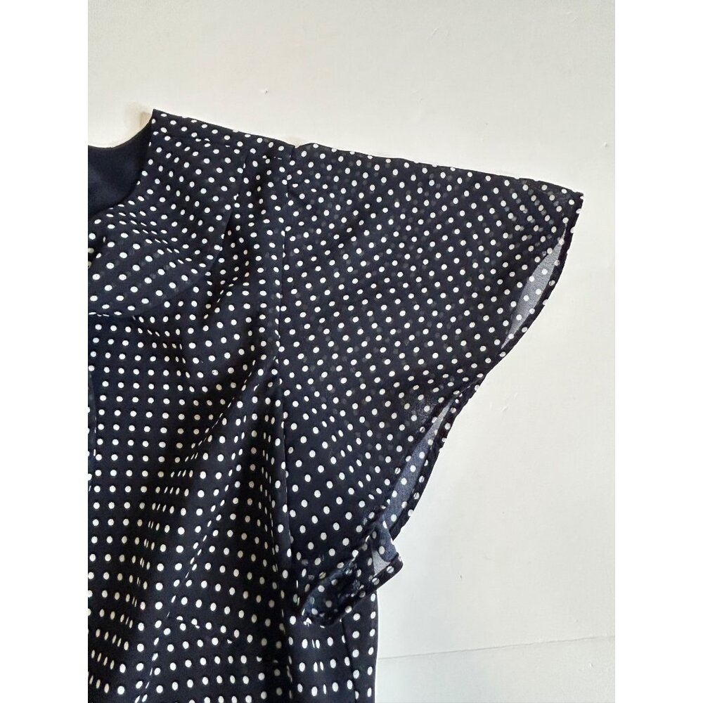 Just In Thyme LTD Women's Blouse Navy Blue and White Polka Dot size 14 - Picture 6 of 12